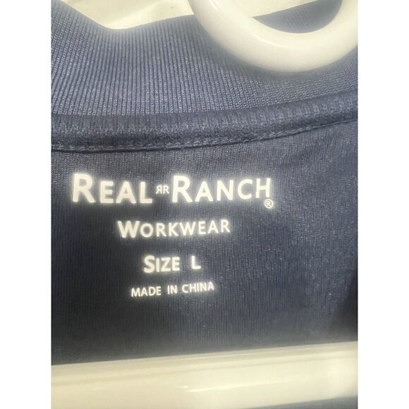Men’s Real Ranch Work Shirt Size Large Navy Blue - Picture 3 of 6